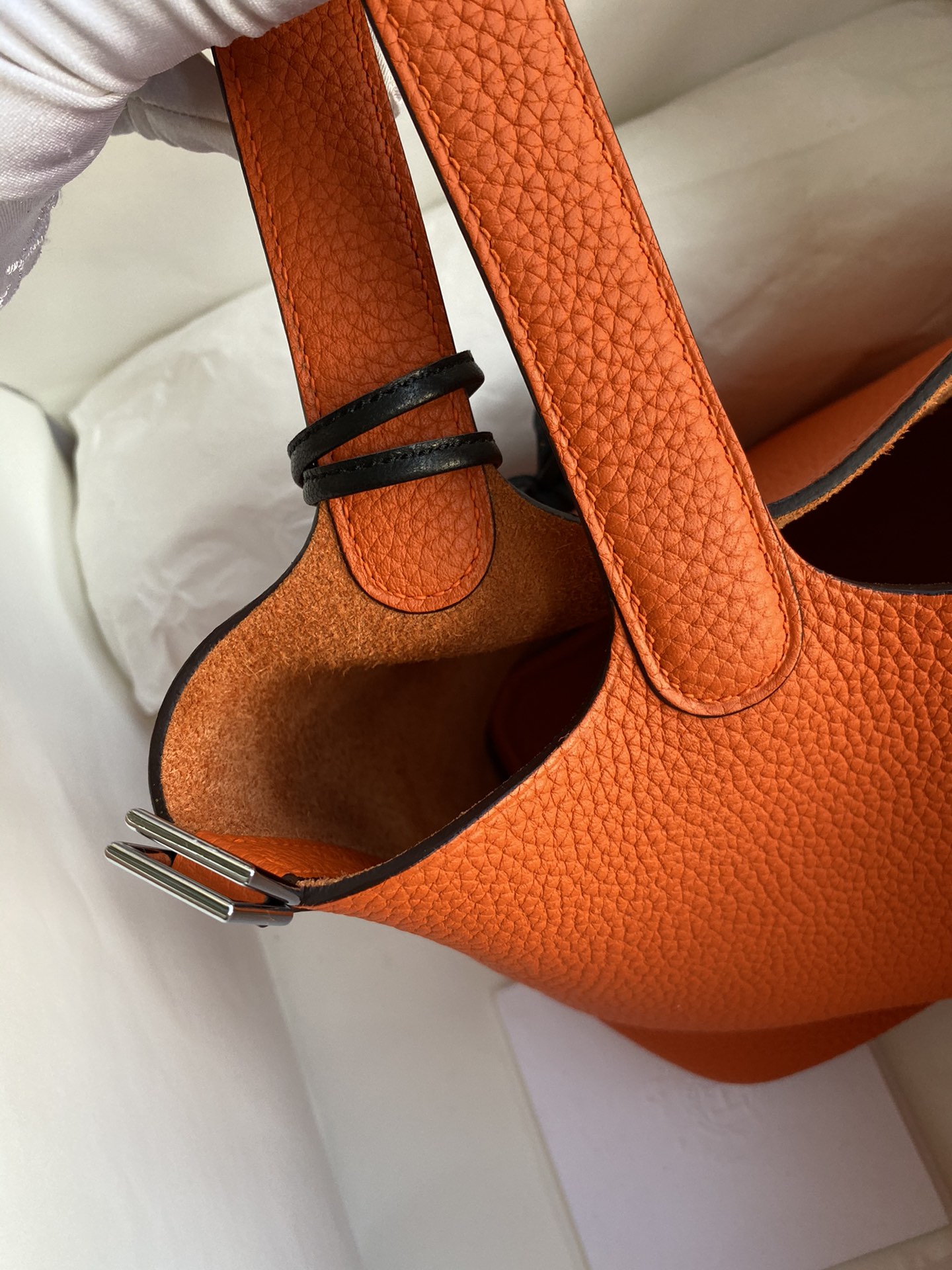 에르메스 피코탄 락18 오렌지 은장 소가죽